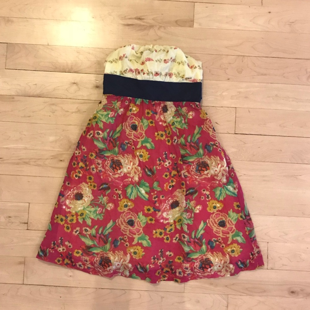 Cute Anthropologie Maeve Strapless Floral Dress